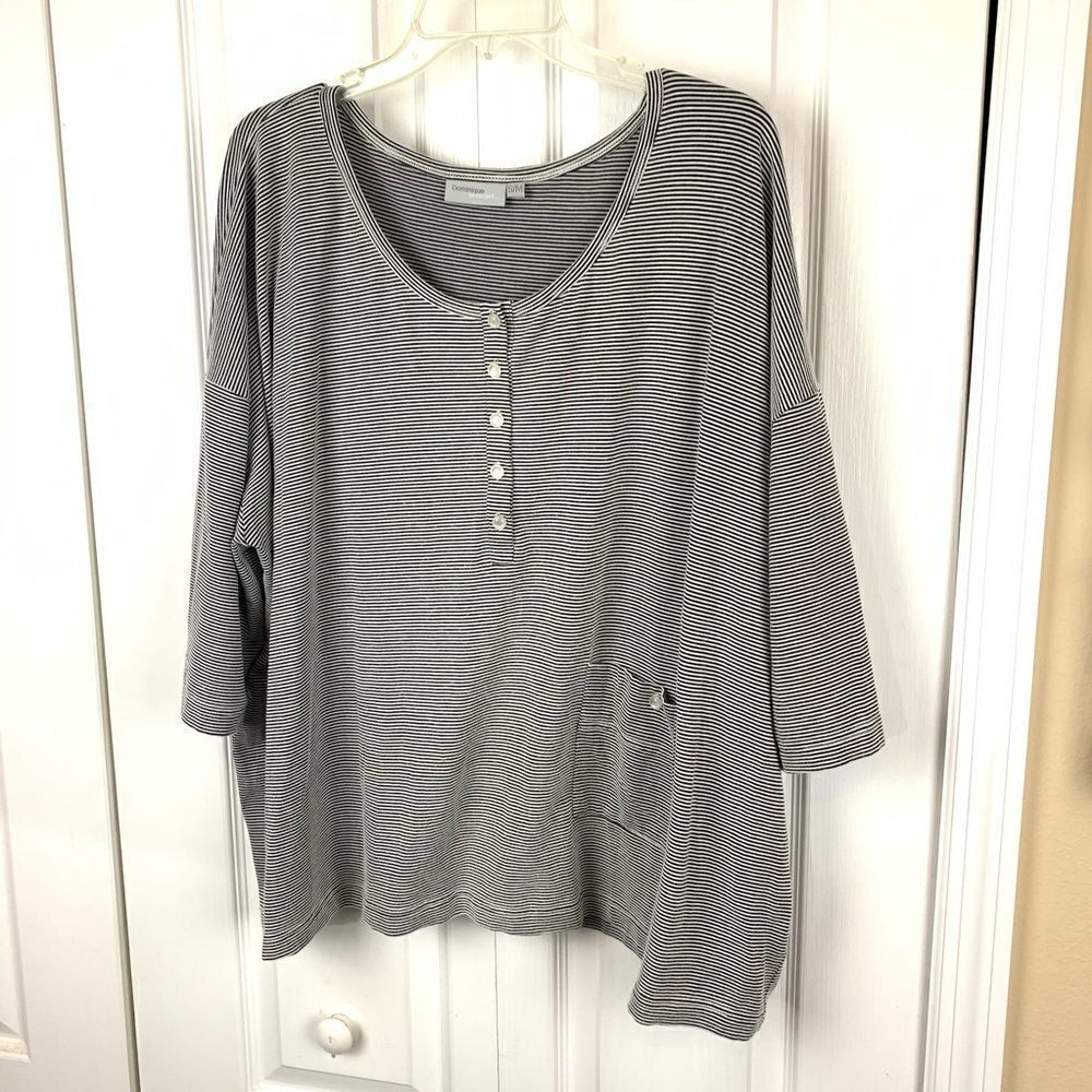 ‎Dominique Striped 3/4 sleeve Tee